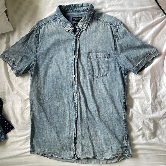 Jeans Shortsleeved Mens Collared Shirt 